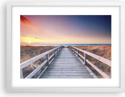 Produktbild von Gerahmtes Poster - Weißer Rahmen - Weg Meer Brücke - 40x30 cm - Wand Bild - Wanddeko - Wandbilder - Kunstposter - Wandposter - Bilderrahmen - Bilder - Kunstdruck - Wanddekoration - P2WAA40x30-4948