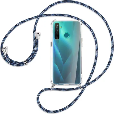 Produktbild von Handykette Backcover-Schutzhülle mit Band (Metall silberfarben) für Realme 5 Pro - Blautöne