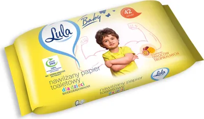 Zdjęcie produktu dla Nawilżany Papier Toaletowy Dla Dzieci Lula Owoce Tropikalne 42 Sztuki