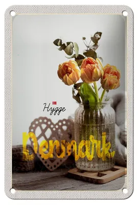 Produktbild von Blechschild Reise 12x18cm Dänemark Kopenhagen Blume Natur Vase Schild