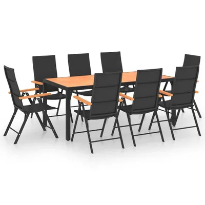 Immagine prodotto di set da pranzo da giardino 9 pezzi nero e marrone