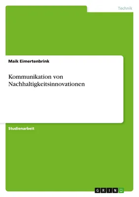 Produktbild von Kommunikation von Nachhaltigkeitsinnovationen