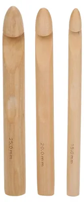 Immagine prodotto di 3 pezzi grandi e spessi ganci in legno per uncinetto, ferri da maglia, strumenti per tessere, 15 mm, 20 mm, 25 mm