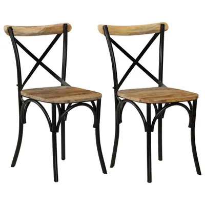 Immagine prodotto di vidaXL Sedie Cross 2 pezzi nero legno massiccio mango