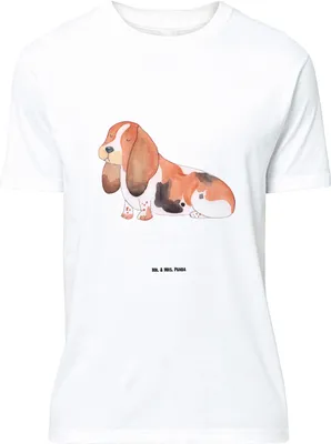 Produktbild von Mr. & Mrs. Panda Größe L T-Shirt Hund Basset Hound - Weiß - Geschenk, mit Spruch, Tshirt, Shirt, Süß, Sprüche