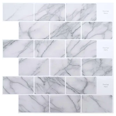 Image de Carreau de métro 10 pcs Marbre blanc 30 x 30 cm