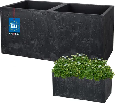 Immagine prodotto di KOTARBAU® Vaso da fiori rettangolare 77 x 39 x 37 cm Cachepot in look cemento in PVC Vaso da fiori per esterni e interni Vaso da fiori antracite con vaso interno