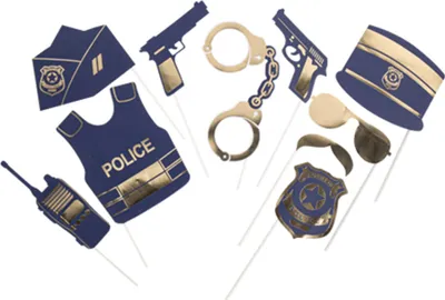 Image de Kit photobooth Police marine et or 10 pièces - taille unique