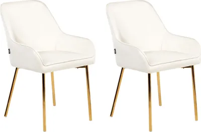 Obrázek produktu pro BELIANI Sada 2 jídelních židlí krémově bílé sametové čalounění zlaté kovové nohy retro glamour styl