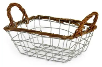 Produktbild von Korb aus Weidengeflecht und Metall, 21/26 x 15 x 8 cm, 2er-Set