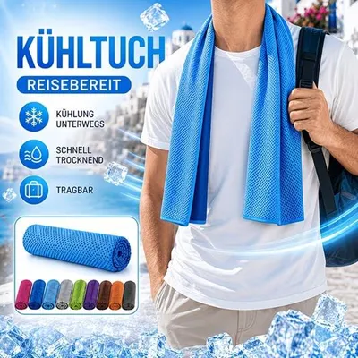 Produktbild von GKA Kühlendes Sporthandtuch Kühlhandtuch Kühltuch Cooling Handtuch Ice Tuch Eisseide Handtuch 100 cm x 30 cm