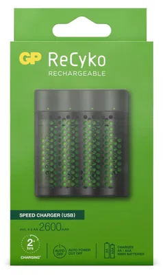 Produktbild von GP ReCyko M451/270 4-Port USB Ladegerät inkl.4xAA NiMh 2600mAh