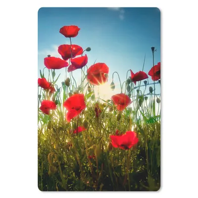 Produktbild von MuchoWow® Mauspad Mousepad Mohnblumen - Toskana - Sonne - Rot - Blau 18x27 cm - Mousepads - Maus Mat - Pad - Mausunterlage