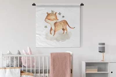 Produktbild von MuchoWow® Wandteppich Wandbehang Fuchs - Dschungel - Sterne 90x90 cm Tapisserie Dekoration Wandtuch - Wandaufhänger