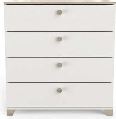 Produktbild von CALICOSY -  Kommode mit 4 Schubladen, Nachbildung Eiche Kronberg und Weiß - L79,7 cm