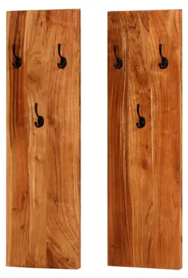 Produktbild von Wandgarderobe im Vintage-Stil, Garderobenpaneel, Flurgarderobe, Hängegarderobe mit 2 Haken, 36x3x110 cm, Akazienholz