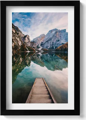 Produktbild von Blick auf die Berge, den See und die Wälder– Wandbild mit Rahmen – Gerahmtes Bild  – Wanddekoration – 20x30 cm – Schwarz