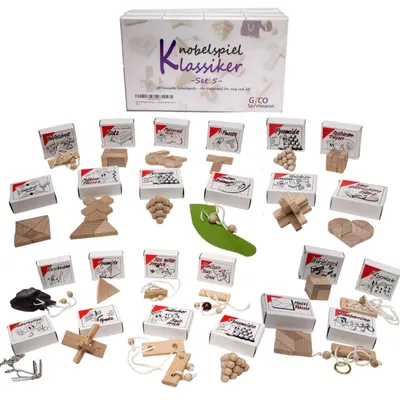 Produktbild von GICO Knobelspiel Klassiker Set 5 - 24 Geduldspiele für den Adventskalender in Geschenkverpackung - 2184