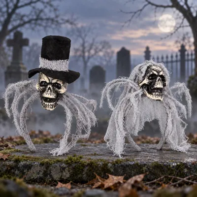 Produktbild von Zombie-​Haarreif mit Totenkopf – Zylinder oder Schleier (Totenkopf mit Zylinder)
