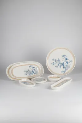 Obrázok produktu pre Sada riadu Hermia Concept (29 kusov) vyrobená zo 100% porcelánu, biela a modrá, vhodná do mikrovlnnej rúry a umývačky riadu
