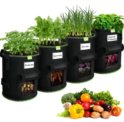 Image de Sacs de culture pour pommes de terre, lot de 4, capacité de 10 gallons