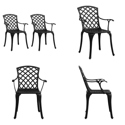 Image de vidaXL Chaises de jardin 2 pcs. Fonte d'aluminium noir - Chaise de jardin - Chaise - Chaises
