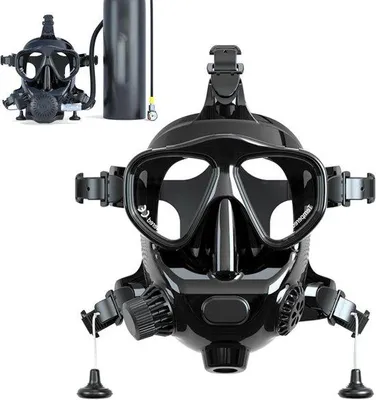 Image de Lunettes de plongée en silicone pour adultes - Champ de vision grand angle à 180 degrés - Pince pour appareil photo étanche - Système anti-buée et anti-fuites - Kit de plongée avec tuba