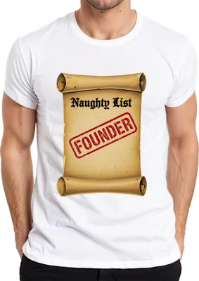 Obrázek produktu pro Vánoční tričko pro muže s vtipným motivem Santa Clause od značky Naughty List, bílé, velikost L