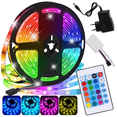 Produktbild von LED-Streifen 5 m, 300 RGB LEDs, Fernbedienung, Netzteil, IP20