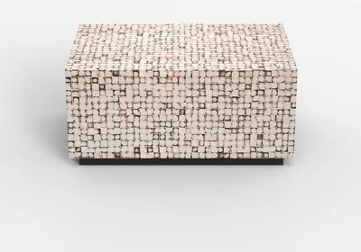 Produktbild von Couchtisch rechteckig mit Intarsien aus Holz, handgefertigt Kala