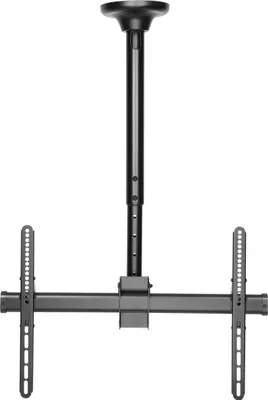 A black ceiling mount for a television, shown against a white background.