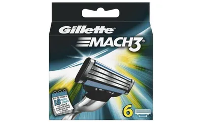 Produktbild von Gillette Mach 3 Rasiersystem mit 3 federgelagerten Klingen und beweglichem Klingenkopf
