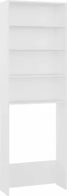 A white, empty shelving unit.