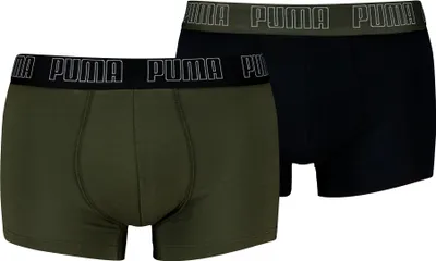 Produktbild von PUMA Herren Boxershorts, 2er Pack - Everyday Trunks 2P, Baumwolle Stretch, einfarbig Schwarz/Grün L