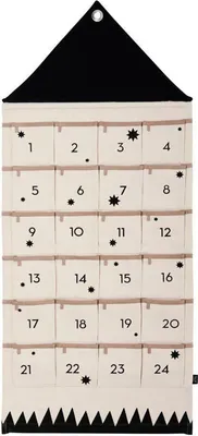 Produktbild von Weihnachts-Adventskalender, 24 Taschen Stoff Weihnachtskalender zum Aufhängen Weihnachtlichen Ornamente (Schwarz)