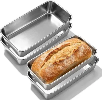 Productafbeelding van Set van 4 Broodbakvormen - Rectangulaire Bakvormen voor Brood en Taarten