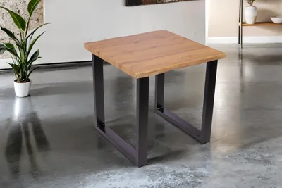 Produktbild von Esstisch 80x80 cm Baumkante Holz Wildeiche-Optik U-Gestell Metall schwarz JOSY