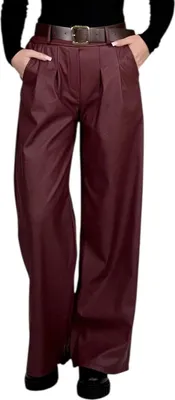 Produktbild von 403_Mississhop Damen Hose aus Kunstleder mit Gürtel Bordeaux