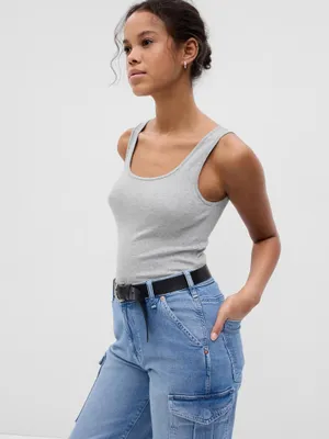 Produktbild von GAP Tanktop aus Baumwoll-Modal-Mix mit Rundhalsausschnitt, Grau, Größe L
