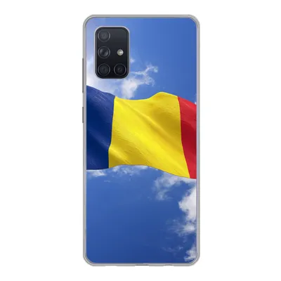 Produktbild von MuchoWow® Handyhülle Schutzhülle Hülle für Samsung Galaxy A51 Rumäniens Flagge weht am Himmel Silikon Softcase Handy Hülle - Schutzabdeckung