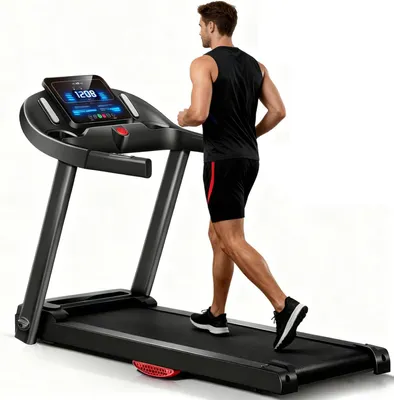 Image de Tapis de course pliable - Appareil de fitness pour la maison - Entraînement intensif - Inclinaison de 15% - Moteur - Capacité de 136 kg - Noir