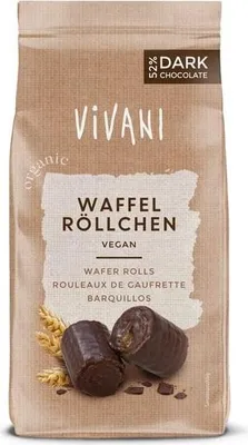 RURKI WAFLOWE W CZEKOLADZIE GORZKIEJ BIO 125 g - VIVANI
