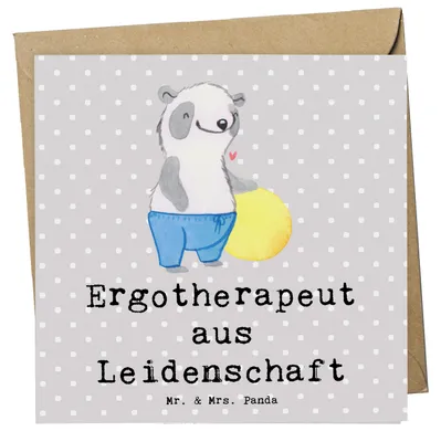 Produktbild von Mr. & Mrs. Panda Glückwunschkarte Ergotherapeut Leidenschaft - Grau Pastell - Geschenk, faltkarte, Ausbildung, Grußkarte, doppelkarte, Lustig, Beruf, Spruch, Klappkarte