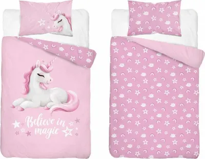 Image de Linge de lit, linge de lit en coton pour enfants 90x120 5517a Licorne