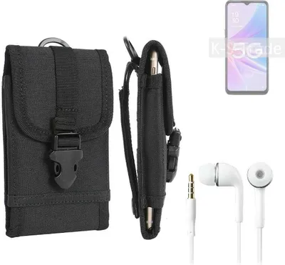 Produktbild von K-S-Trade Holster Schutz Hülle kompatibel mit Oppo A56s 5G Gürteltasche Handy Hülle Tasche outdoor Seitentasche schwarz 1x + Kopfhörer