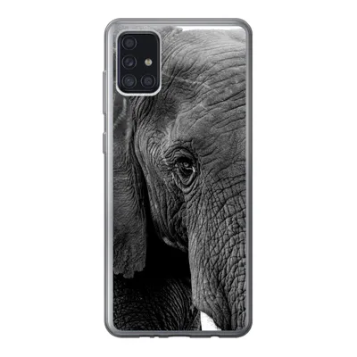 Produktbild von MuchoWow® Handyhülle Schutzhülle Hülle für Samsung Galaxy A52 5G Elefant - Tiere - Schwarz - Weiß - Natur Silikon Softcase Handy Hülle - Umschlag