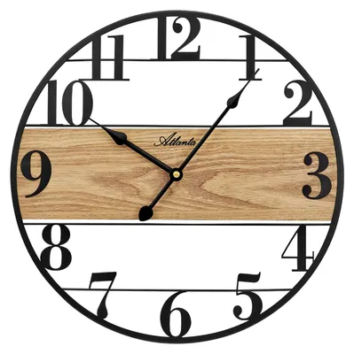 Atlanta 4566 Design-Wanduhr Quarz Metall/Holzoptik 1
