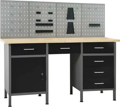 Produktbild von The Living Store Werkbank mit 4 Werkzeugwänden