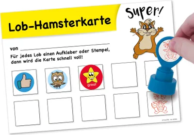 Produktbild von TimeTEX Lob-Hamsterkarte mit 10 Feldern, 25 Stück