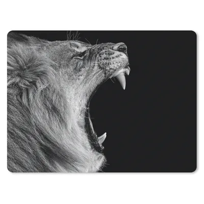 Produktbild von MuchoWow® Mauspad Mousepad Tiere - Löwe - Schwarz - Weiß - Porträt 40x30 cm - Mousepads - Maus Mat - Pad - Mausunterlage - Anti Rutsch